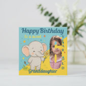 Custom 6th Birthday Elephant Sweet Your Photo Card カード (スタンド正面)