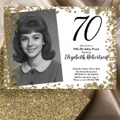 Custom 70th Photo Black and Gold Sequins 招待状