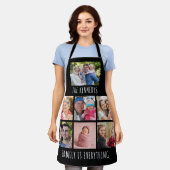 Custom 7 Photo Collage Family Name Quote Black エプロン (着用した状態)