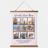Custom 7 Photo Collage World's Best Mom 吊り下げ型タペストリー (正面)