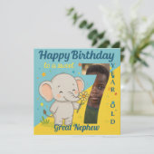 Custom 7th Birthday Elephant Sweet Your Photo Card カード (スタンド正面)
