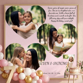 Custom 7th Birthday Photo Collage ポスター