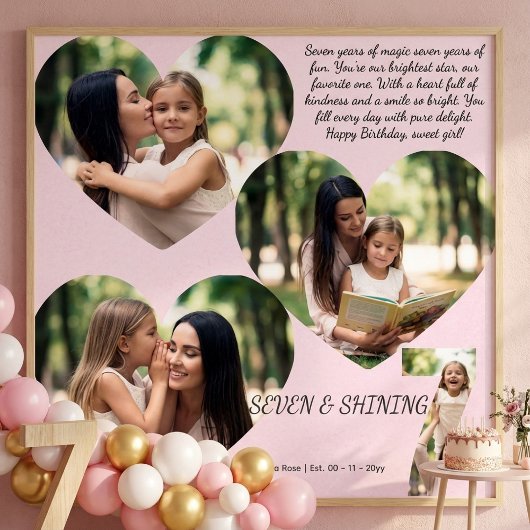 Custom 7th Birthday Photo Collage ポスター