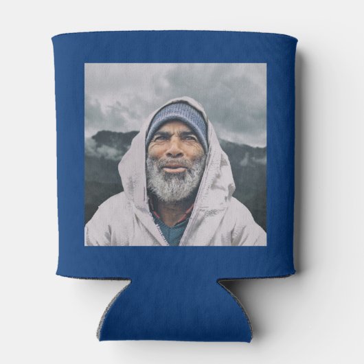 Custom 80th Birthday Blue Gold With Photo 缶クーラー (裏面)