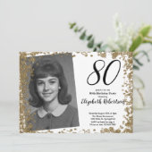 Custom 80th Photo Black and Gold Sequins 招待状 (スタンド正面)