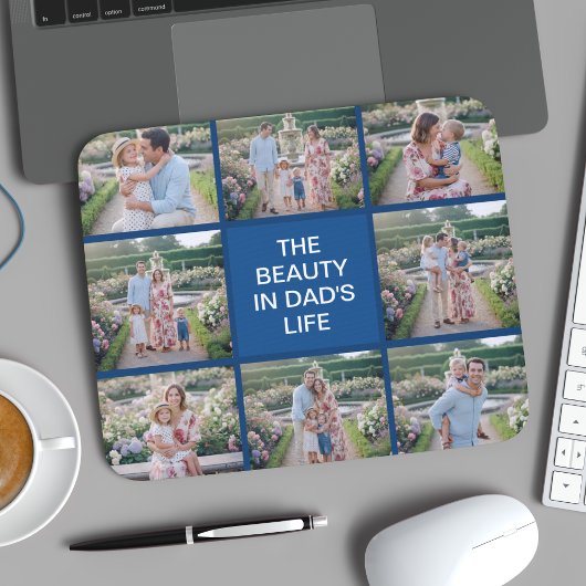 Custom 8 Photo Collage - Personalized Dad Gift マウスパッド