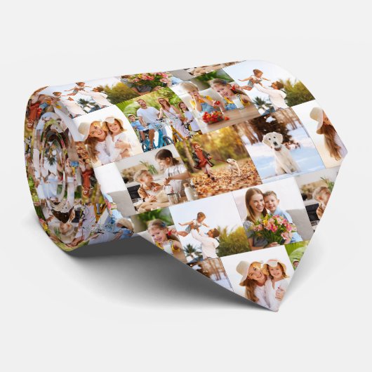 Custom 8 Photo Collage Personalized Father's Day ネクタイ (ロール)