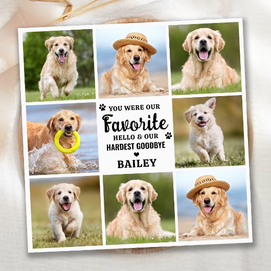 Custom 8 Photo Collage Pet Dog Loss Remembrance サンキューカード