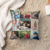 Custom 9 Photo Collage Family Quote Natural Wood クッション (ブランケット)