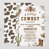Custom A Little Cowboy Baby Shower Invitation 招待状 (正面/裏面)
