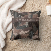 Custom abstract brown beige gray ribbon patchwork  クッション (ブランケット)