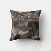 Custom abstract brown beige gray ribbon patchwork  クッション (裏面)