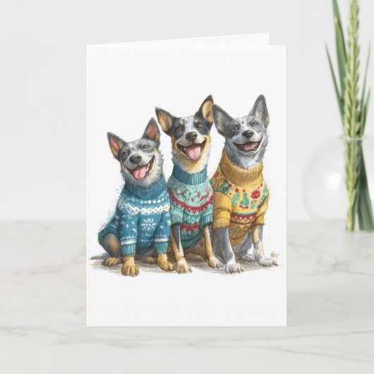 Custom ACD Heeler Christmas Ugly Sweater Holiday  カード (正面)