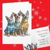 Custom ACD Heeler Christmas Ugly Sweater Holiday カード