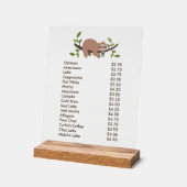 Custom Acrylic Pedestal Menu Sign with Sloth アクリルサイン (傾斜)