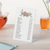 Custom Acrylic Pedestal Menu Sign with Sloth 台座サイン (インサイチュ)