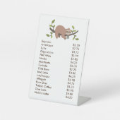 Custom Acrylic Pedestal Menu Sign with Sloth 台座サイン (正面)