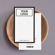Custom Add Logo Black Border Earring Display Card