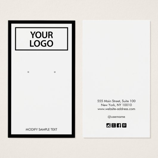 Custom Add Logo Black Border Earring Display Card (正面&裏面)