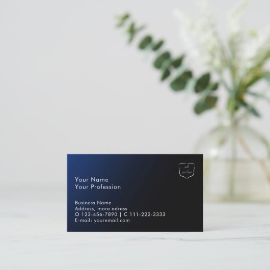 Custom Add Logo Blue Gradient Modern Professional 名刺 (スタンド正面)