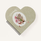 Custom adorable natural brown texture with flowers ノートブック (正面)