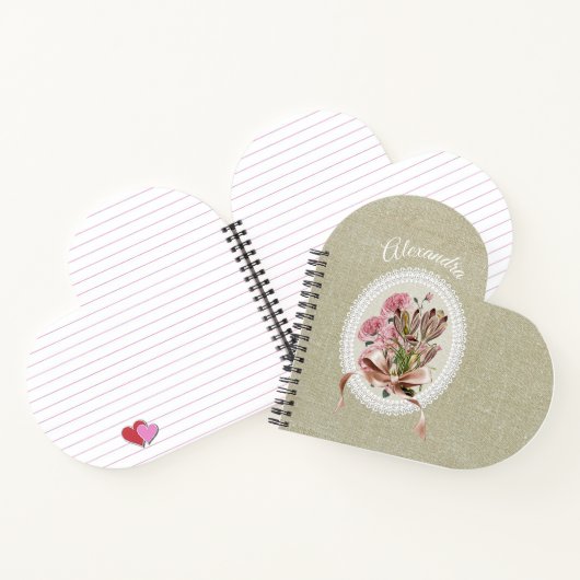 Custom adorable natural brown texture with flowers ノートブック (内部)