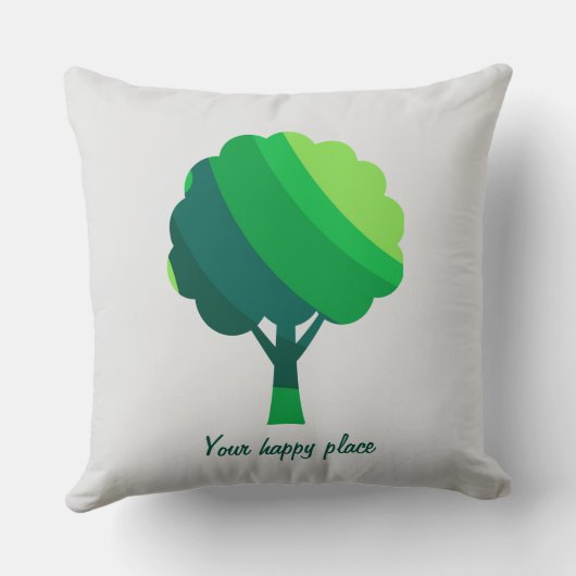Custom Aesthetic Minimal Green Tree   クッション (裏面)
