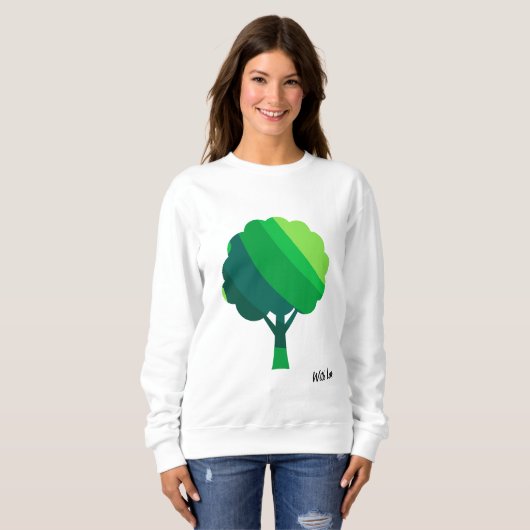 Custom Aesthetic Minimal Green Tree Pattern  スウェットシャツ (正面フル)