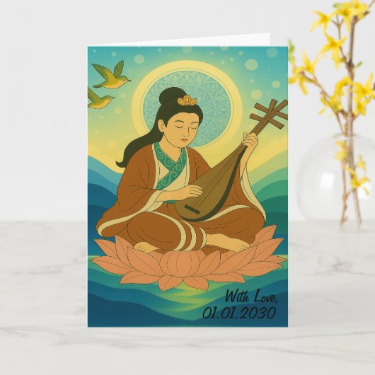 Custom Aesthetic Modern Japan Lucky Goddess  カード (黄色い花)