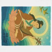Custom Aesthetic Modern Japan Lucky Goddess  フリースブランケット (正面(横))