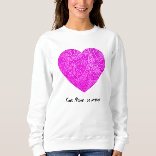 Custom Aesthetic Vibrant Magenta Heart Pattern  スウェットシャツ (正面)