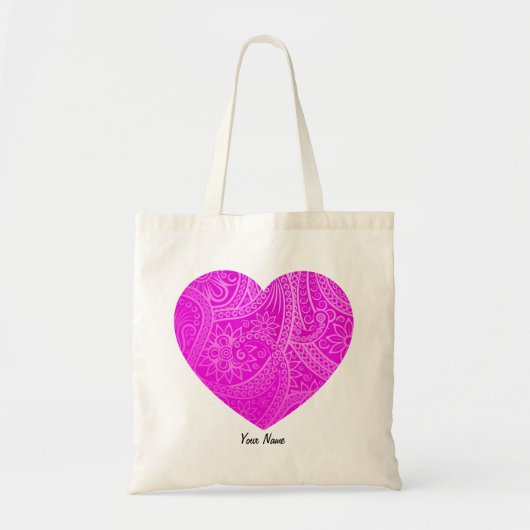 Custom Aesthetic Vibrant Magenta Heart Pattern  トートバッグ (正面)