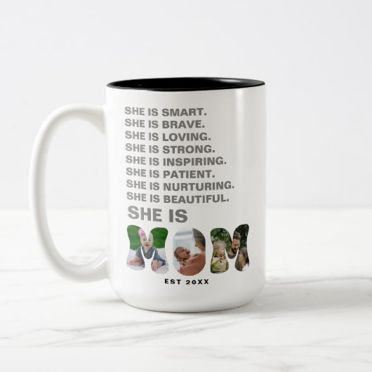 Custom Affirmation New Mom photo Gift ツートーンマグカップ (左)