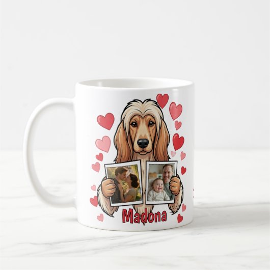 Custom Afghan Hound Photo Heart Coffee Mug コーヒーマグカップ (左)