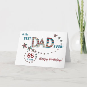 Custom Age Dad's Birthday Stars and Word Art Card シーズンカード