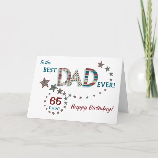 Custom Age Dad's Birthday Stars and Word Art Card シーズンカード (正面)