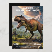 Custom Age Dinosaur Birthday Party Invitations 招待状 (正面/裏面)