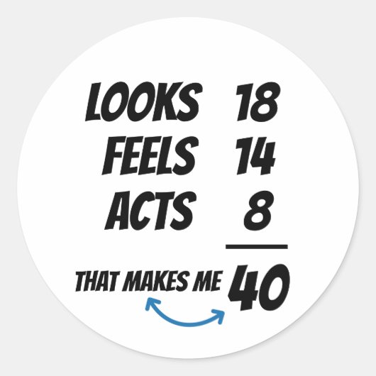 Custom Age Equation Funny Personalized Birthday  ラウンドシール (正面)