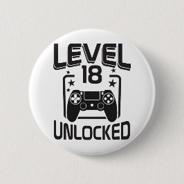 Custom Age Level 18 Unlocked Birthday Gamer  缶バッジ