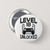 Custom Age Level 18 Unlocked Birthday Gamer  缶バッジ (正面&裏面)