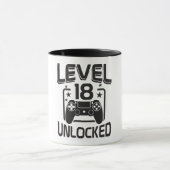 Custom Age Level 18 Unlocked Birthday Gamer Mug マグカップ (中央)