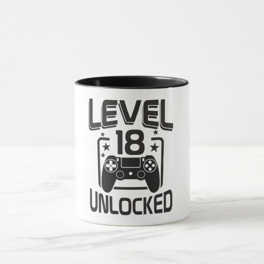 Custom Age Level 18 Unlocked Birthday Gamer Mug マグカップ (中央)