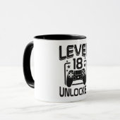 Custom Age Level 18 Unlocked Birthday Gamer Mug マグカップ (正面左)