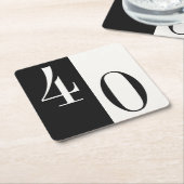 Custom Age Minimalist Black and White Birthday スクエアペーパーコースター (アングル)