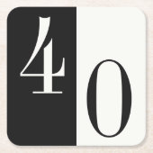 Custom Age Minimalist Black and White Birthday スクエアペーパーコースター (正面)