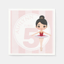 Custom Age & Name Pink Ballet Girls Birthday  スタンダードカクテルナプキン