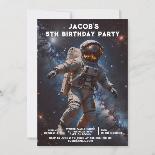Custom Age Outer Space Birthday Party Invitations 招待状 (正面)