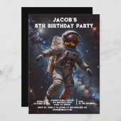 Custom Age Outer Space Birthday Party Invitations 招待状 (正面/裏面)