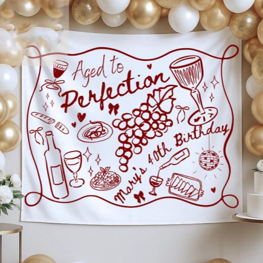 Custom Aged to Perfection Backdrop for Wine  タペストリー