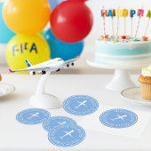 Custom Airplane on Blue Congrats Soaring High ラウンドシール